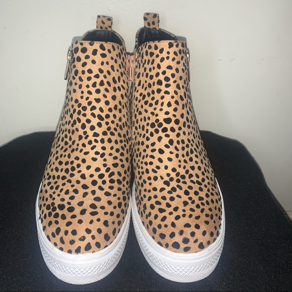 Justfab Landen Animal Print High Top Wedge Sneaker View 6